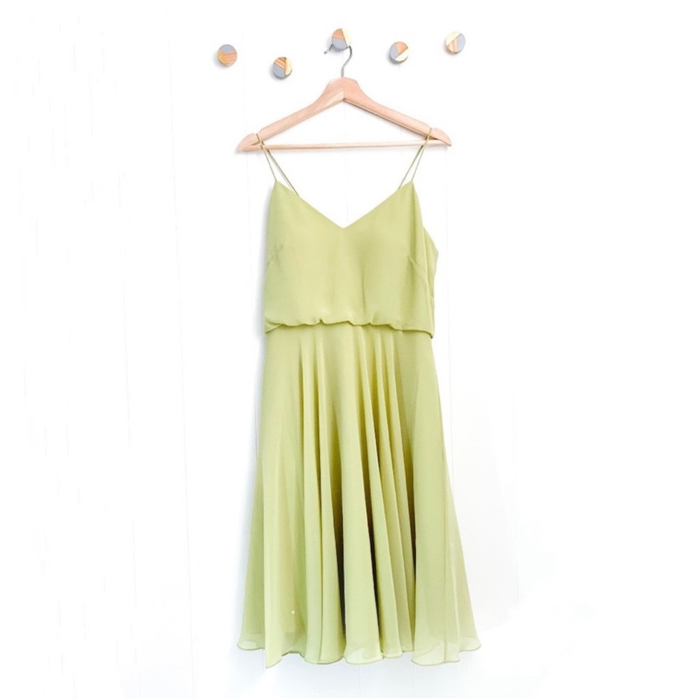 Jenny Yoo Sienna Chiffon Dress Green Flowy